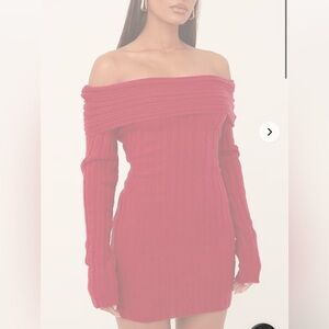 Ego Official Off-Shoulder Red Knit Dress